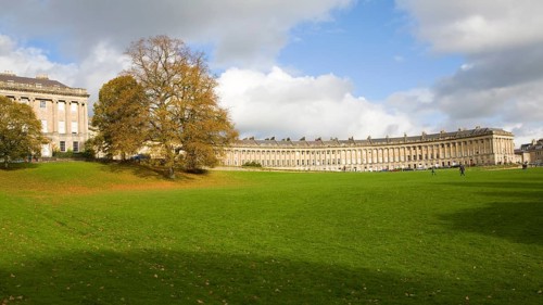 Autumn tree colours at The Royal Crescent, architect John Wood the Younger built between 1767 and