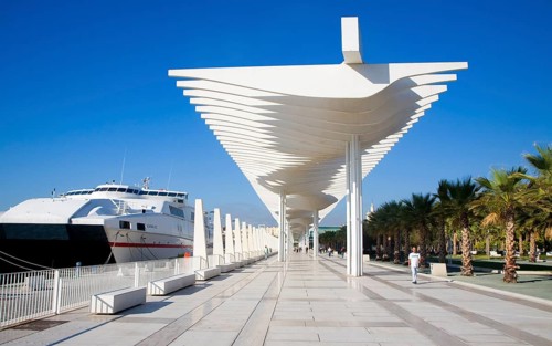 Quay two El Palmeral de las Sorpresas port development of the modern new cruise terminal, Malaga,