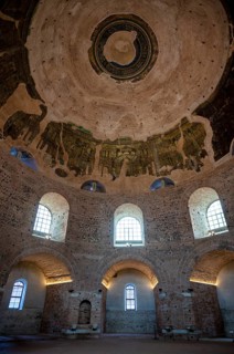 Interior view of Rotonda, Rotunda of Galerius, Roman circular temple, dome, ceiling mosaic and wall