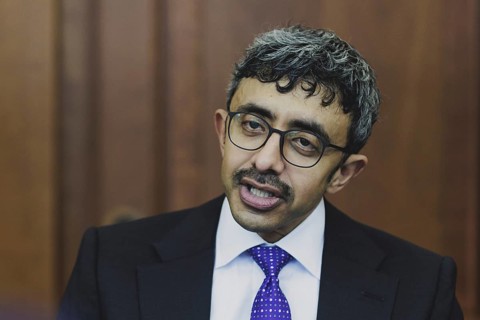 Sheikh Abdullah bin Zayed Al Nahyan, Foreign Minister of the United Arab Emirates, photographed in