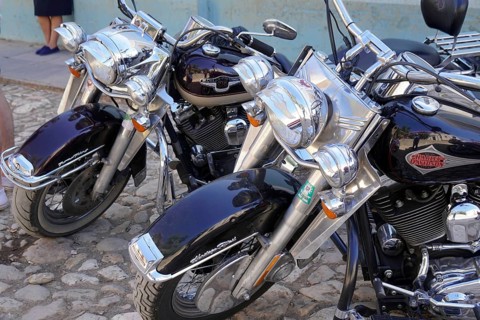 Harley Davidson, motorbike, year of manufacture approx. 1950, Trinidad, Cuba, Central America