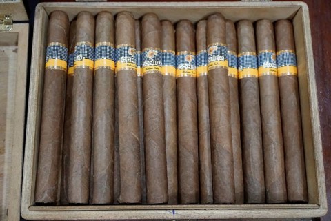 Selection of original Cuban cigars, tourist shop, Santa Clara, Cuba, Central America, America,