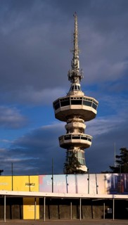 OTE Tower, TV tower with Skyline Cafe, viewing platform, evening light, Thessaloniki, Macedonia,