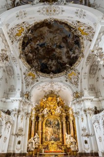 Baroque church, interior view, Marienmuenster, Diessen, Ammersee, Fuenfseenland, Pfaffenwinkel,