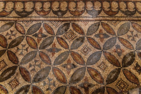 Floor mosaic, Baptistery of San Giovanni Battista next to Basilica di Santa Eufemia, Citta vecchia,