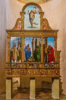 Side altar, Basilica of Aquileia from the 11th century, largest floor mosaic of the Western Roman