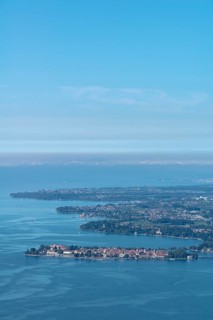 View from the Pfaender, 1064m, local mountain of Bregenz, to Lindau, moated castle, Langenargen,