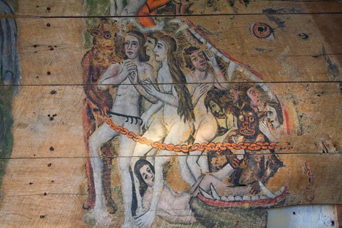 Early sixteenth century religious painting depicting the Day of Judgement called the Wenhaston