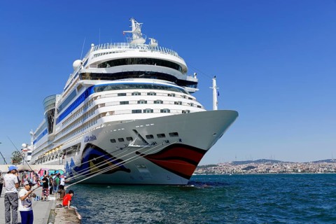 Cruise ship AIDAstella, year of construction 2013, 253, 3m long, 2700 passengers, at the quay of