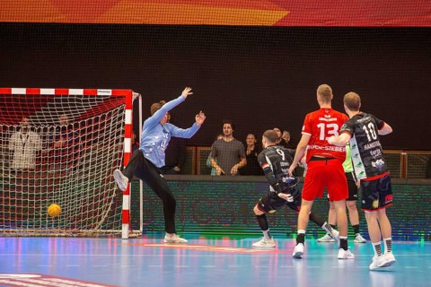 18.02.2024, 2nd HBL, German Handball League, matchday 21) : Game scene Eulen Ludwigshafen against