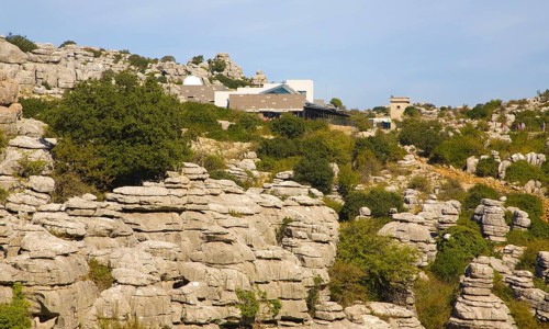Dramatic limestone scenery of rocks shaped by erosion and weathering at El Torcal de Antequera