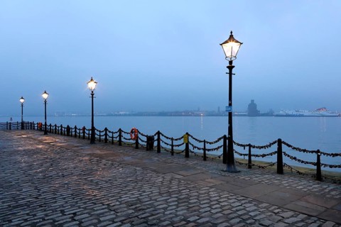 Morning atmosphere at the harbour in Liverpool near the Royal Albert Dock, 01.03.2019