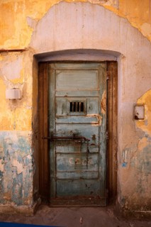 Door, gate, administrative building, former prison, weathered, Acropolis, Heptapyrgion, fortress,