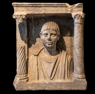 Aedicule monument with portrait of a young man, 2nd century, National Archaeological Museum, Villa
