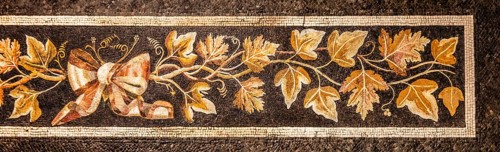 Mosaic depicting vine leaves, National Archaeological Museum, Villa Cassis Faraone, UNESCO World