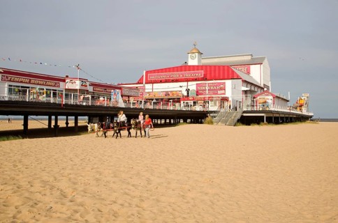 Donkey rides on sandy beach at Great Yarmouth, Norfolk, England, United Kingdom, Europe