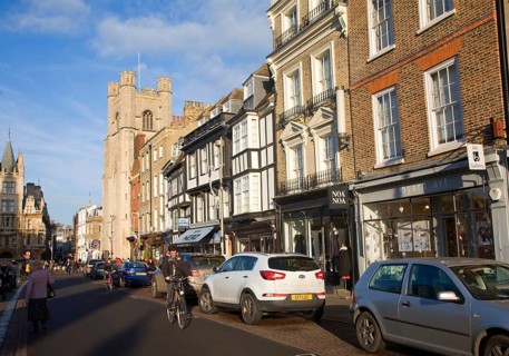 Great St Mary's church and historic buildings King's Parade, Cambridge, England, United Kingdom,