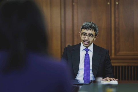 (L-R) Annalena Baerbock (Alliance 90/The Greens), Federal Foreign Minister, and Sheikh Abdullah bin