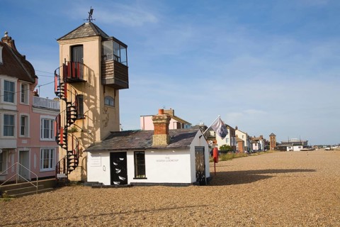 The town's southern wreckers look-out tower, Aldeburgh, Suffolk, England, United Kingdom, Europe