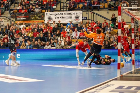 18.02.2024, 2nd HBL, German Handball League, matchday 21) : Match scene Eulen Ludwigshafen against