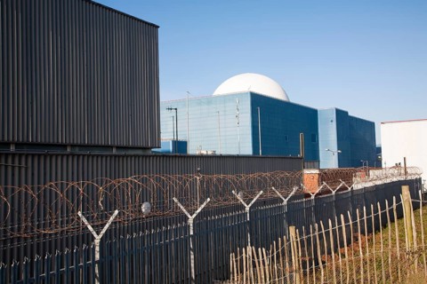 White dome of pressurised water reactor PWR of Sizewell A nuclear power station, near Leiston,