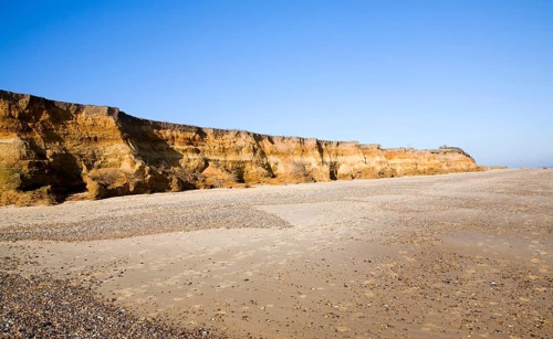 Rapid coastal erosion of soft cliffs between Benacre and Kessingland on the Suffolk coast England.