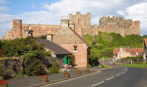 Bamburgh Castle and village, Nortumberland, England, United Kingdom, Europe