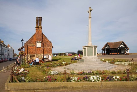 War memorial and the Moot Hall is an early sixteenth century building originally with small shops