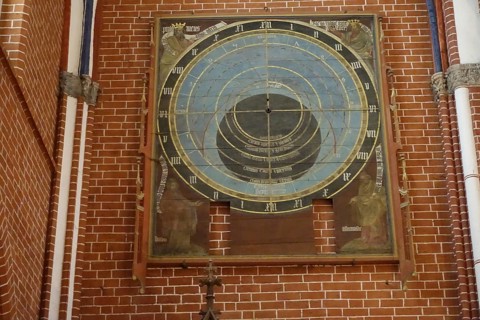Astronomical clock face, Doberan Minster, former Cistercian monastery, Bad Doberan,