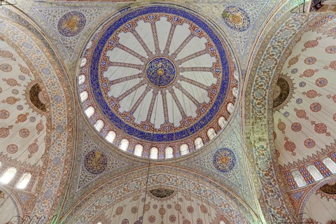 Dome interior, Fatih Mosque, Fatih Camii, Conqueror Mosque, Fatih district, Istanbul, European