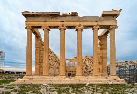 East facade of Erechtheion or Erechtheum, Temple of Athena Polias, Acropolis of Athens, Greece,