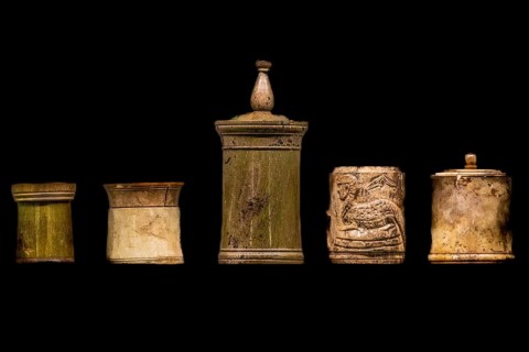 Toilet and make-up vessels, 1st-4th century, National Archaeological Museum, Villa Cassis Faraone,