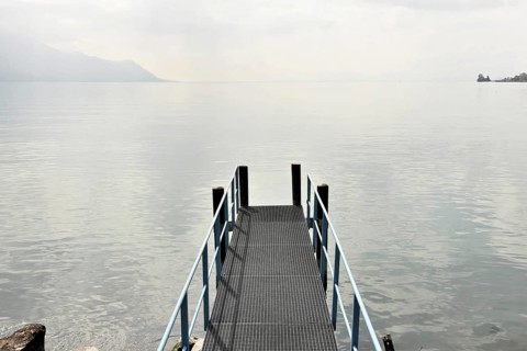 Jetty, Lake Geneva, Montreux, Canton of Vaud, Switzerland, Europe