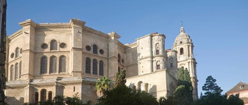 Baroque architecture exterior of the cathedral church of Malaga city, Spain, Santa Iglesia Catedral