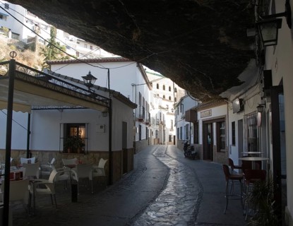 Buildings built with cave rock roof at Setenil de las Bodegas, Cadiz province, Spain, Europe