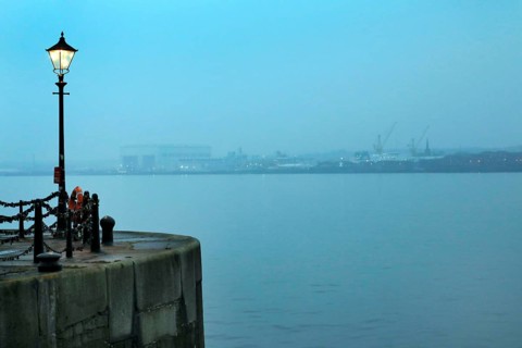 Morning atmosphere at the harbour in Liverpool, 01.03.2019