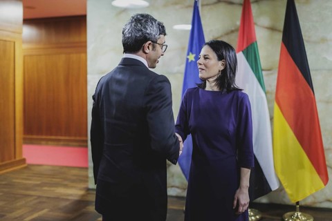 (R-L) Annalena Baerbock (Alliance 90/The Greens), Federal Foreign Minister, and Sheikh Abdullah bin
