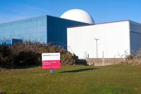 White dome of pressurised water reactor PWR of Sizewell A nuclear power station, near Leiston,