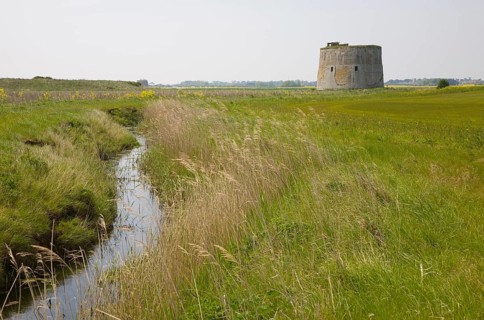 Martello tower stands in field at Alderton, Suffolk, England, United Kingdom, Europe