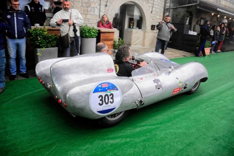 Mille Miglia 2016, time control, checkpoint, SAN MARINO, start no. 303 LOTUS ELEVEN built in 1954