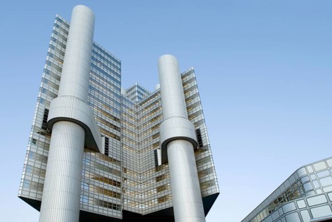HVB-Tower at sunset, HVB Immobilien, Hypovereinsbank HVB Real Estate, Unicredit Group at