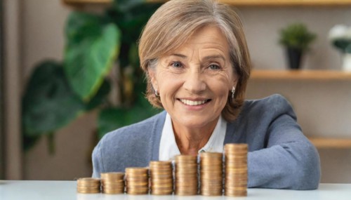 AI generated, A pensioner is happy about his nest egg savings