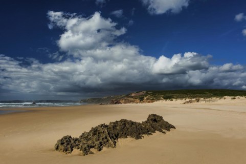 Algarve beach, wide, nobody, clear, blue sky, cloud, summer holiday, beach holiday, sea, ocean,