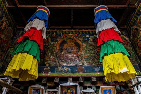 Tibetan buddhist monastery in the remote Tetang village, Kingdom of Mustang, Nepal, Asia