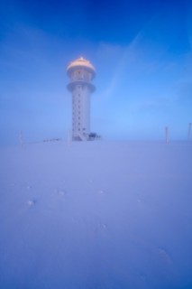 Winter on the Feldberg, Feldberg tower sunrise, Breisgau-Hochschwarzwald district,