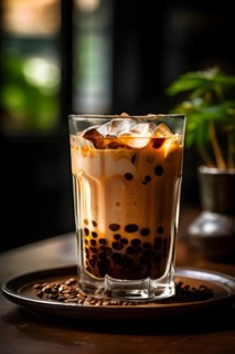 Vietnamese iced coffee distinct layers of dark coffee and sweetened condense milk, AI generated
