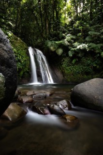 Pure nature, a waterfall with a pool in the forest. The Ecrevisses waterfalls, Cascade aux