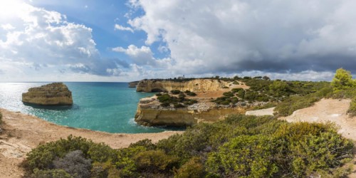 Rocky coast in the Algarve, summer holiday, weather, sunny, Atlantic, panorama, summer holiday,
