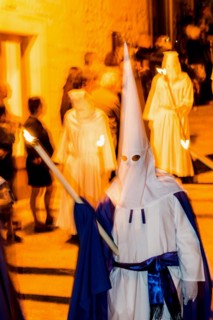 Penitents, Nazarenos, Semana Santa, Procession, Good Friday, Pollenca, Majorca, Balearic Islands,