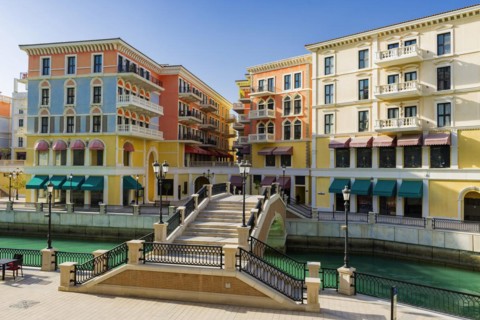 Qanat Quatier with Venetian-style buildings in Doha, Venice, replica, copy, fake, city, urban,